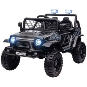 Qaba 12V Ride on Car, Ride on Truck w/ Remote, 4 Suspension Wheels, 3 MPH Max Speeds, Music, Horn, Lights, Black