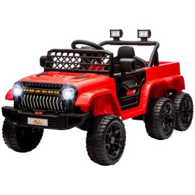 Qaba 12V 4x4 Kids Electric Car w/ 2WD/4WD Switchable, Remote Control, Spring Suspension System, Back Trailer, Red | Aosom