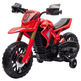 Qaba 6V Kids Motorcycle with Training Wheels, Horn & Start Sound, for 3-8 Years, Red