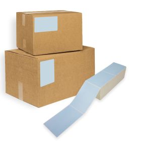 4000 Pack Thermal Transfer Fanfold Labels 4" x 6" Blue. Perforated Self-Adhesive Rolls. Mailing Postage. Printing Paper. Blank for Shipping, barc