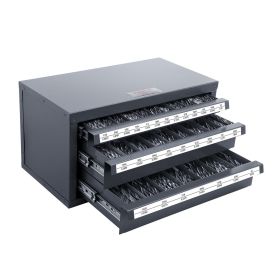 VEVOR Drill Bit Dispenser Cabinet, Three-Drawer Drill Bit Organizer Cabinet for 1/16" to 1/2", Steel Drill Dispenser Organizer Cabinet with Label