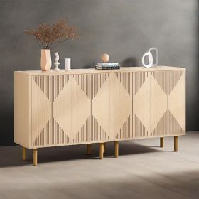 Natural Storage Cabinet Set, Freestanding Floor Cabinet, Classic 59 inches Sideboard, Wood Buffet Cabinet
