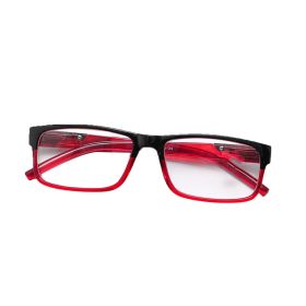 Middle-aged and elderly Comfortable Square Stylish High Definition Reading Glasses (Color: black+red, number of degrees: 200)