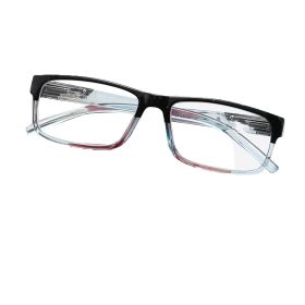 Middle-aged and elderly Comfortable Square Stylish High Definition Reading Glasses (Color: black+blue, number of degrees: 150)