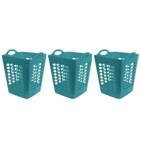 1.6 Bushel Flexible Square Plastic Laundry Hamper, 3 Pack, Black (Color: Turquoise)