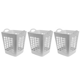 1.6 Bushel Flexible Square Plastic Laundry Hamper, 3 Pack, Black (Color: White)