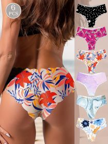 Fancy Girl Panty Pack Comfortable No Show Bikini Briefs Set for Women's 6 Pack (Color: 6 pcs multi color, size: XL)